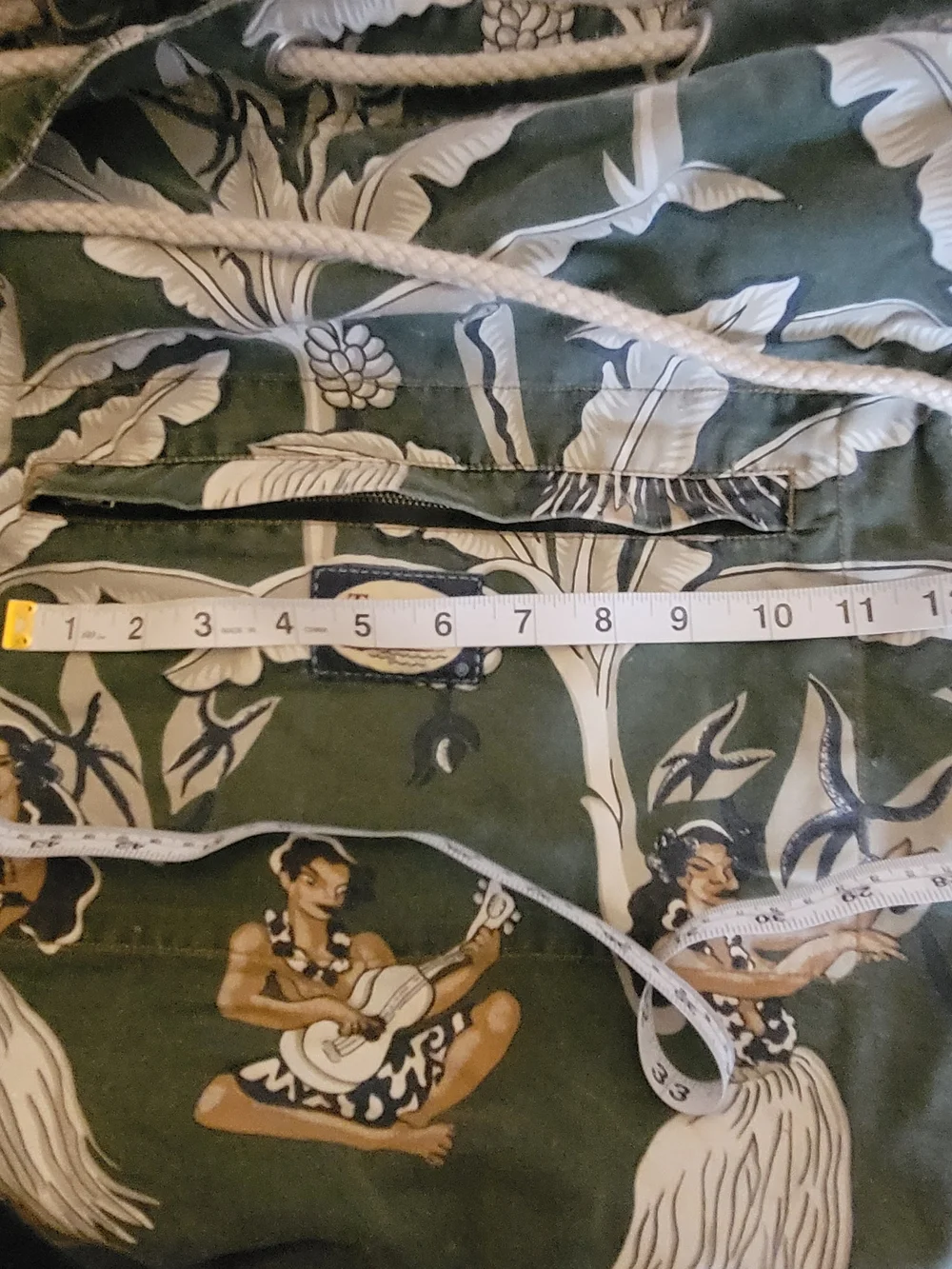 Vintage Tommy Bahama Large Drawstring Bag With Front Zipper Pocket